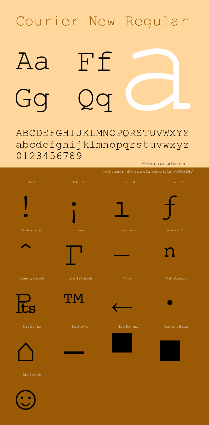 Courier New Regular MS core font:v2.00图片样张