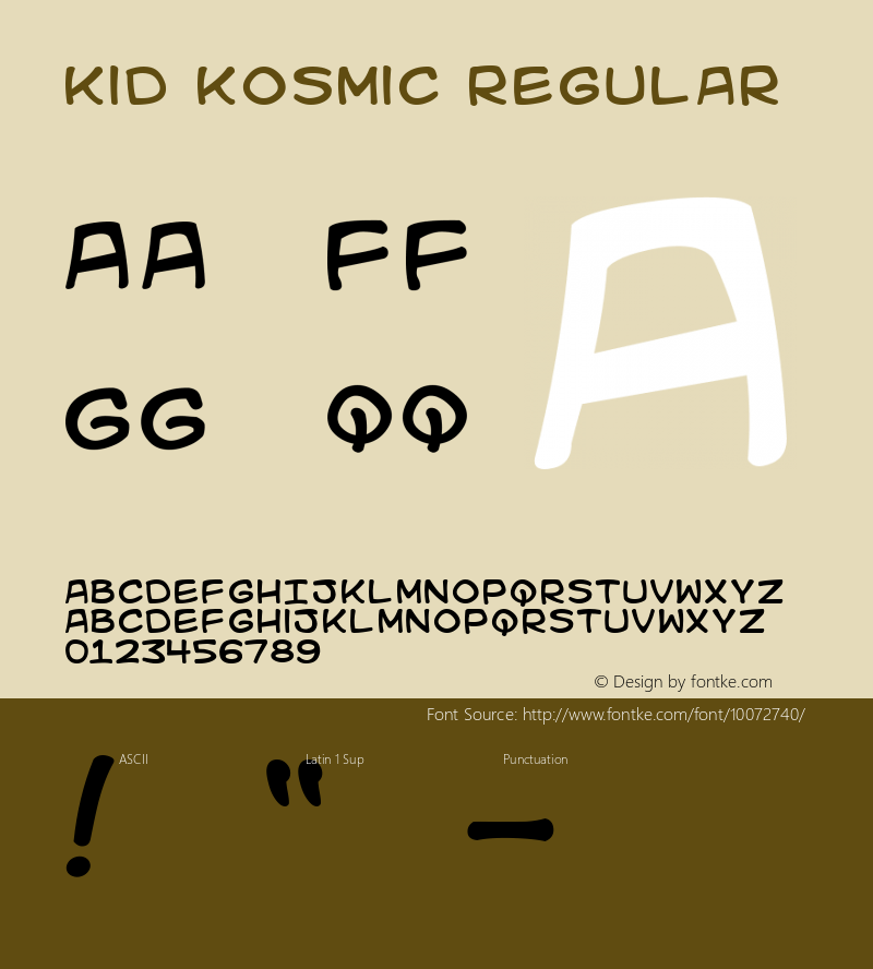 Kid Kosmic Regular Macromedia Fontographer 4.1 12/6/00图片样张