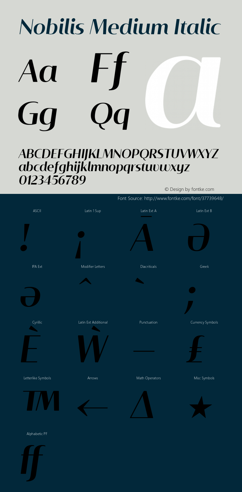 Nobilis Medium Italic Version 1.001 | wf-rip DC20180430图片样张