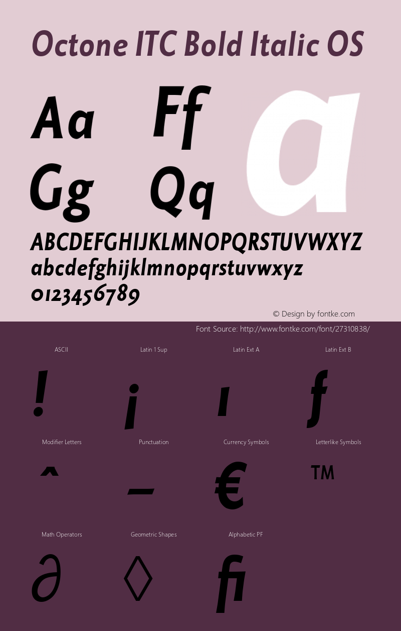 Octone ITC Regular OS Bold Italic Version 1.00图片样张