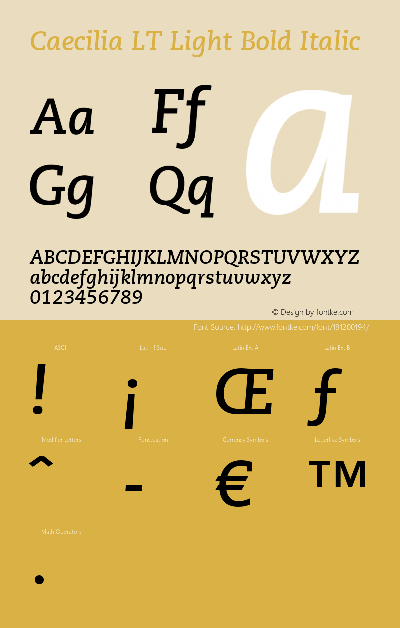 PMN Caecilia LT 76 Bold Italic Version 6.1; 2002图片样张