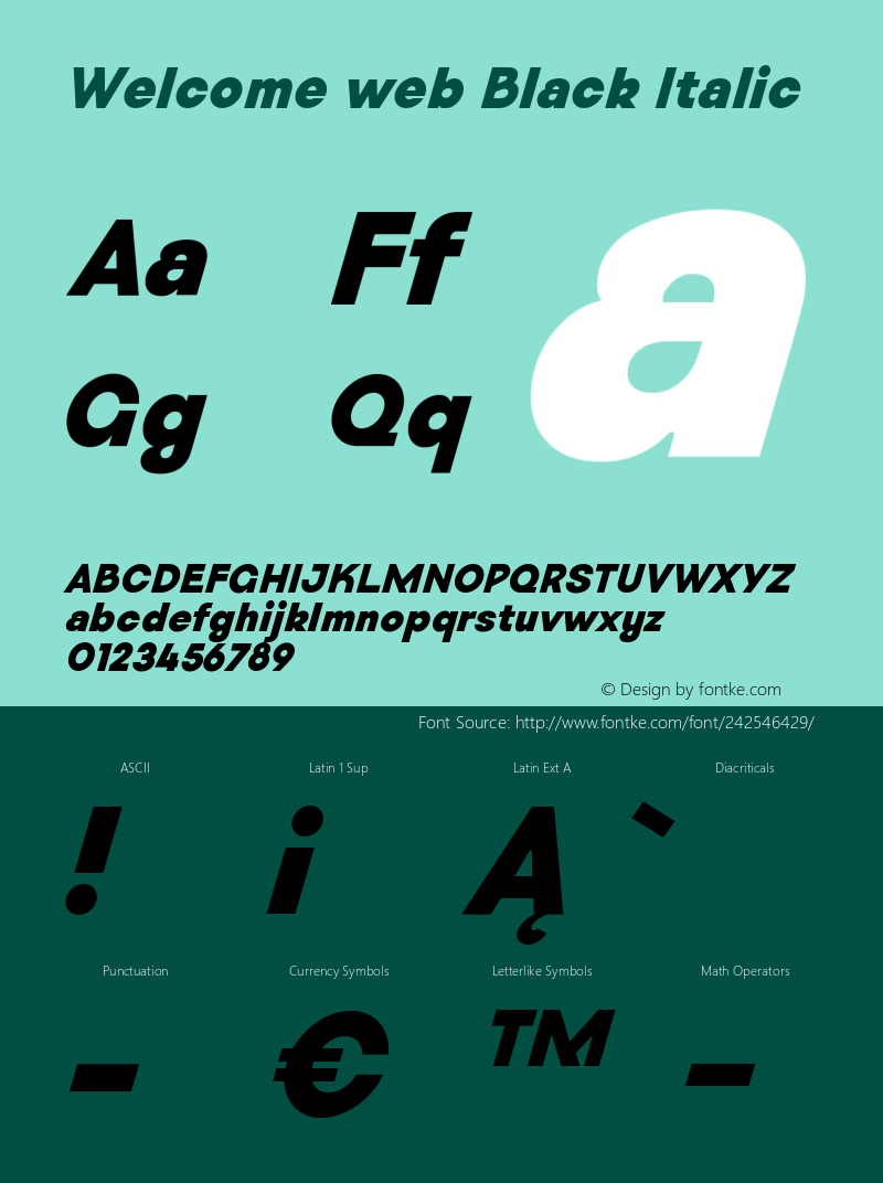 Welcome web Black Italic Version 1.200 | FøM Fix图片样张