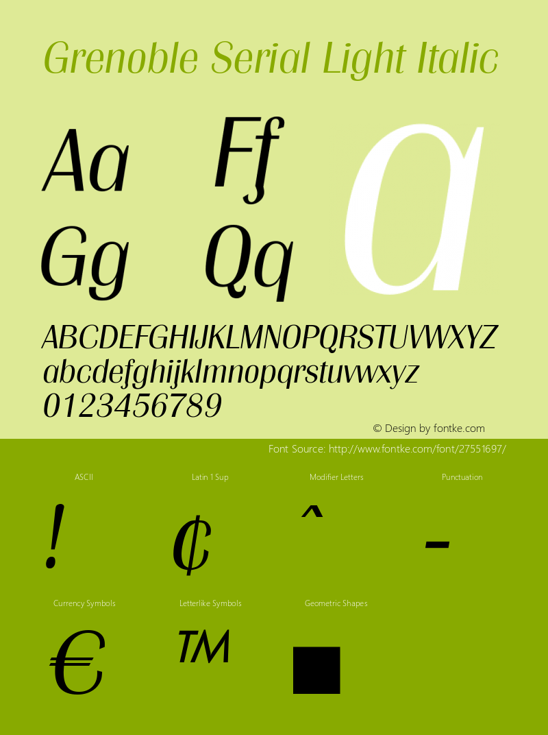 Grenoble Serial Light Italic Version 1.000图片样张