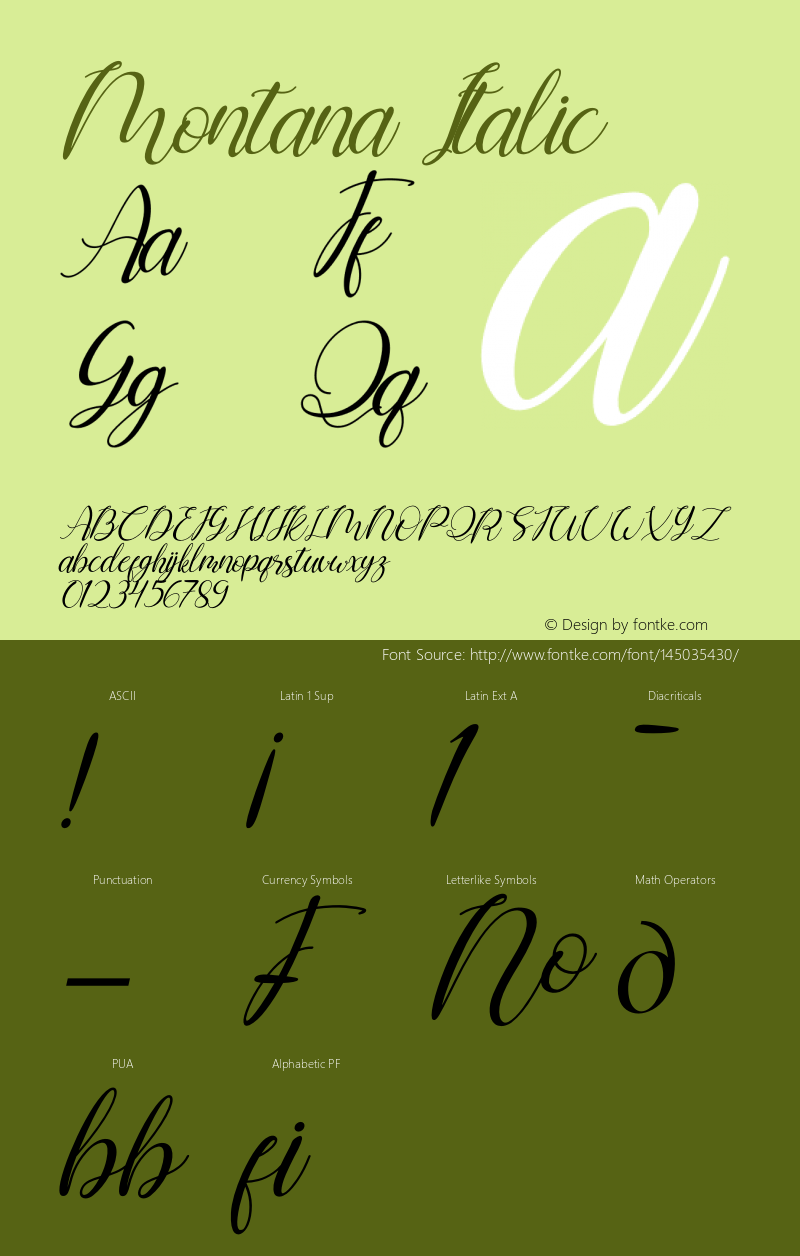 Montana Italic Version 1.00;October 18, 2020;FontCreator 13.0.0.2683 64-bit图片样张