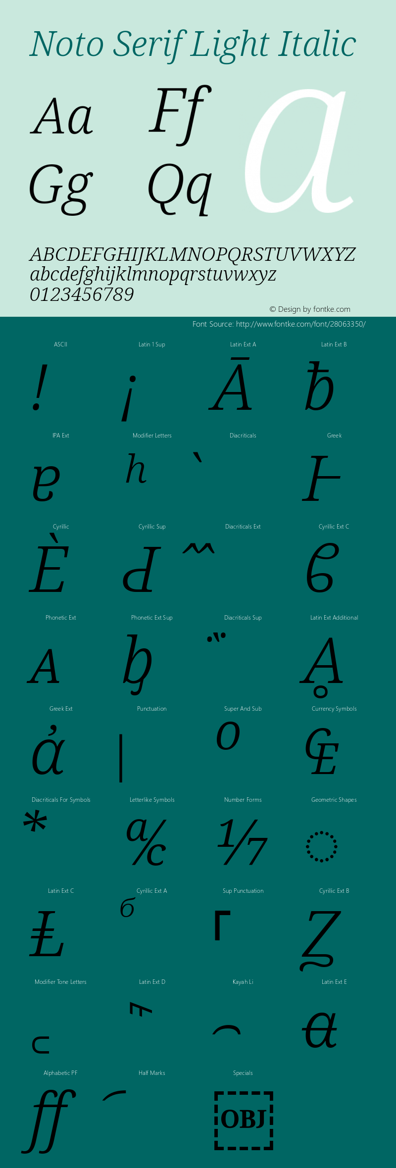 Noto Serif Light Italic Version 2.001图片样张