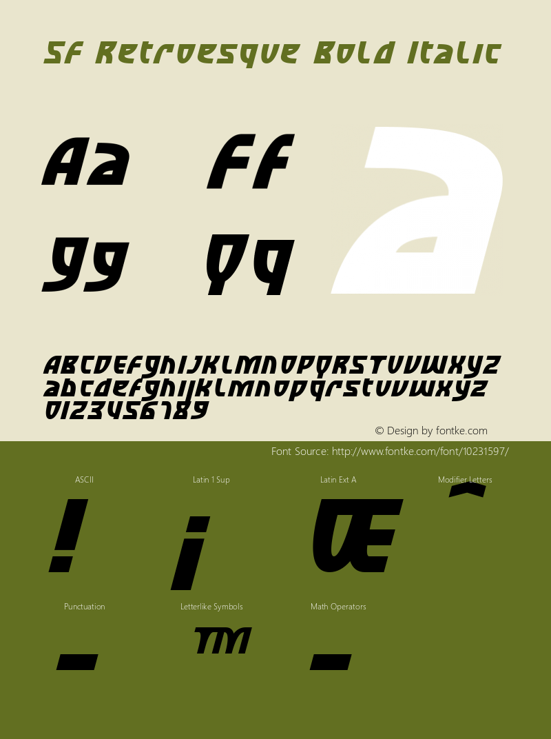 SF Retroesque Bold Italic v1.0 - Freeware图片样张