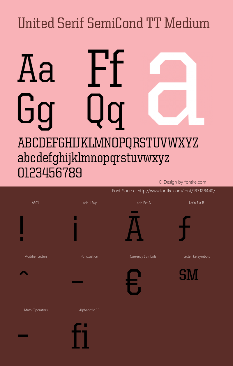 United Serif SemiCond TT Medium Version 001.001 2006图片样张