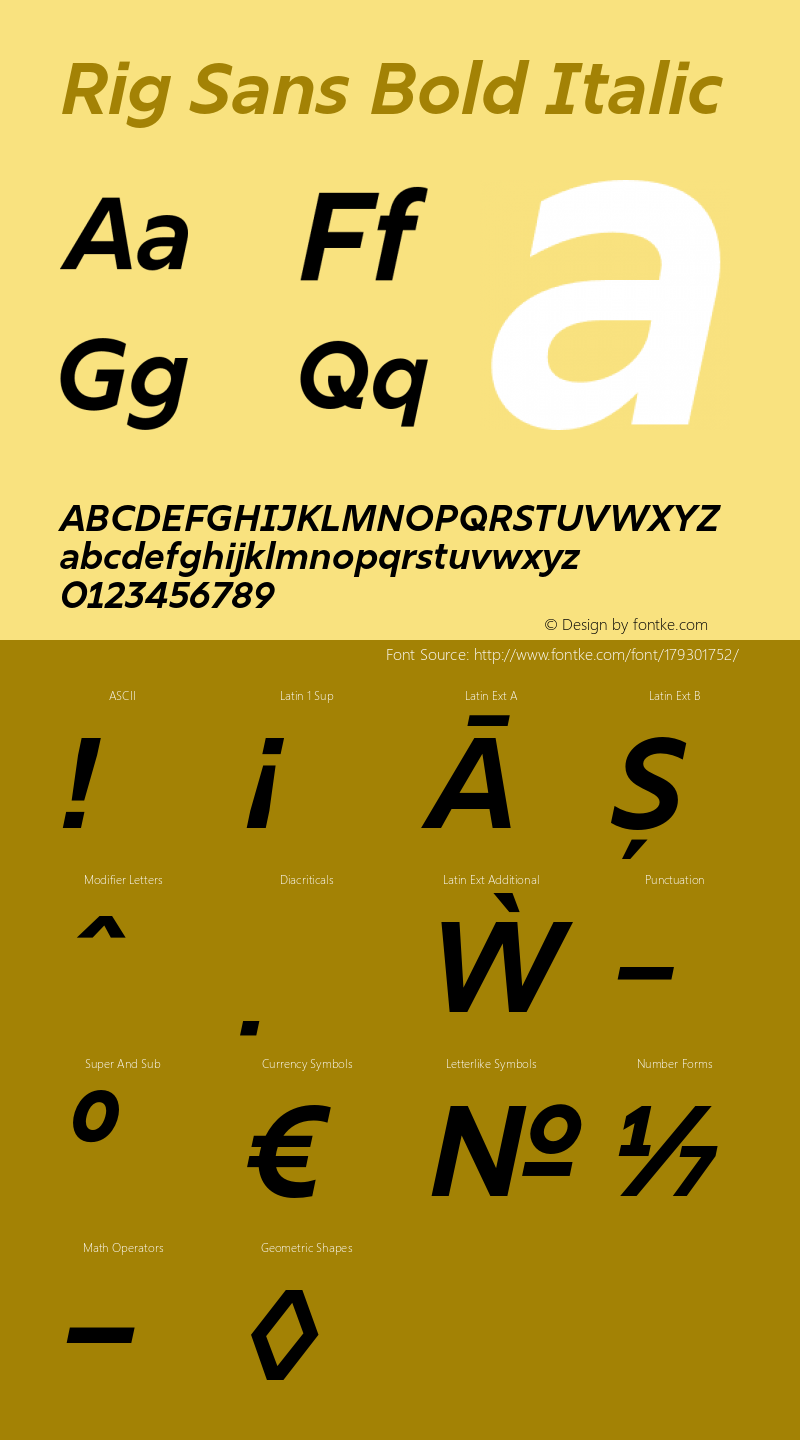 Rig Sans Bold Italic Version 1.000;FEAKit 1.0图片样张