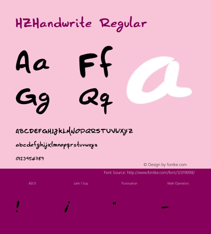 HZHandwrite Regular Version 1.000图片样张