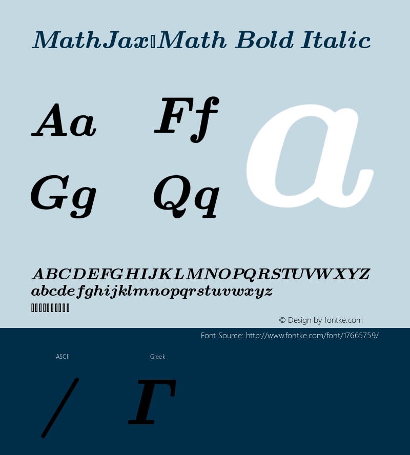 MathJax_Math Bold Italic Version 1.1图片样张