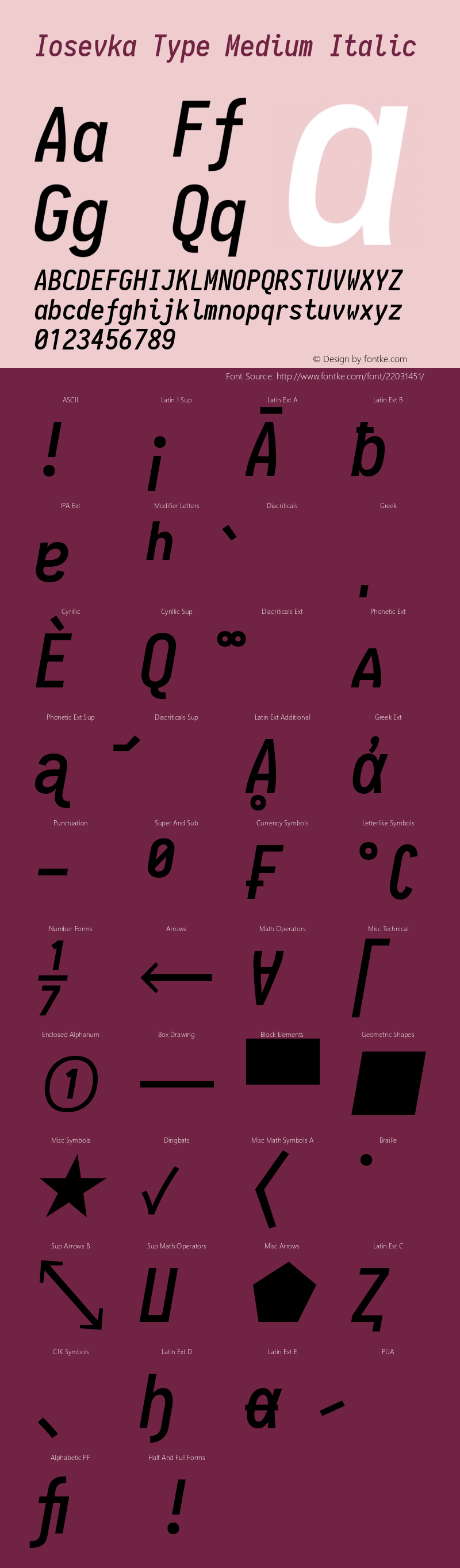 Iosevka Type Medium Italic 1.13.0; ttfautohint (v1.6)图片样张