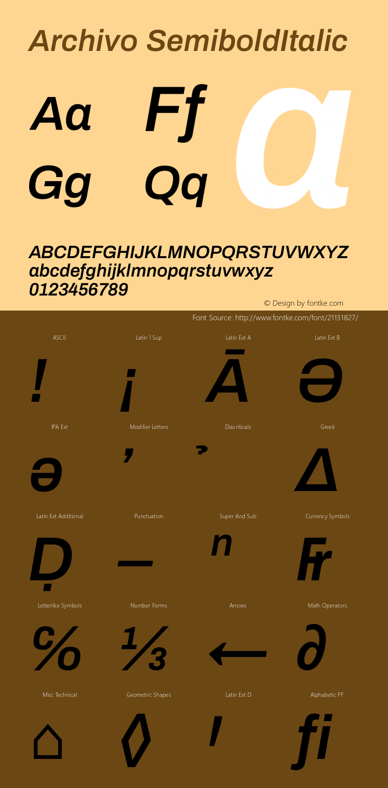 Archivo Medium Bold Italic Version 1.001;PS 001.001;hotconv 1.0.88;makeotf.lib2.5.64775图片样张