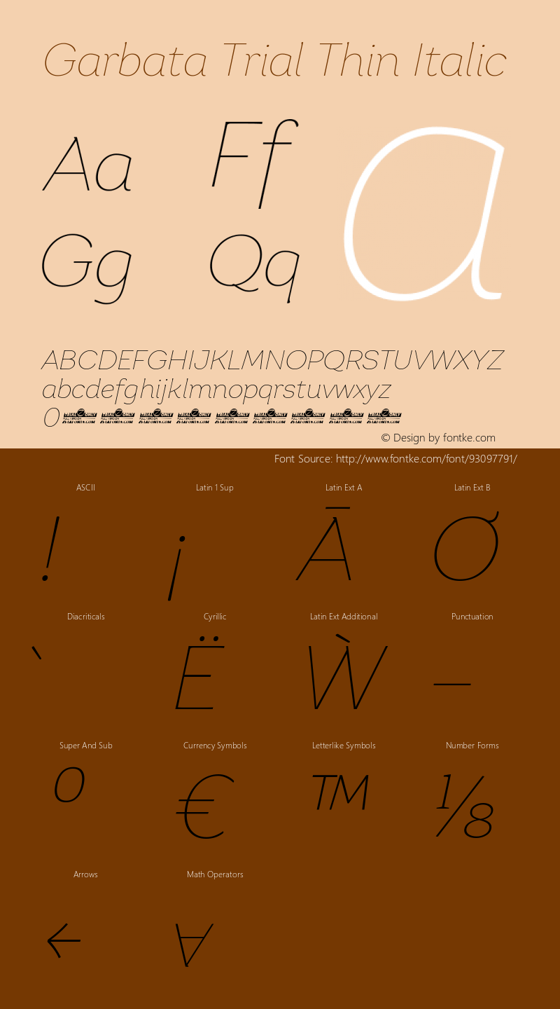 Garbata Trial Thin Italic Version 1.000图片样张