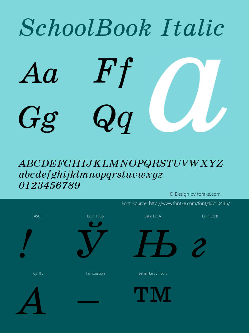 SchoolBook Italic 001.000图片样张