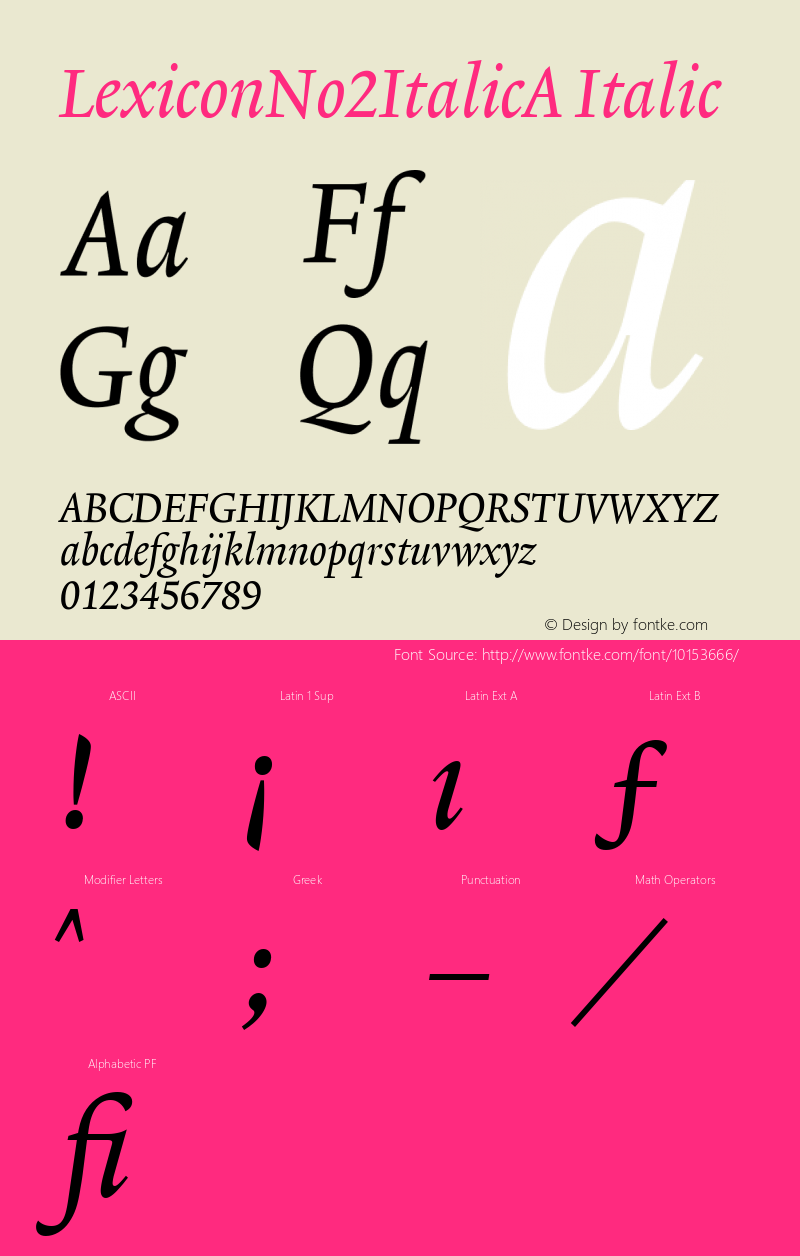 LexiconNo2ItalicA Italic Version 001.000图片样张