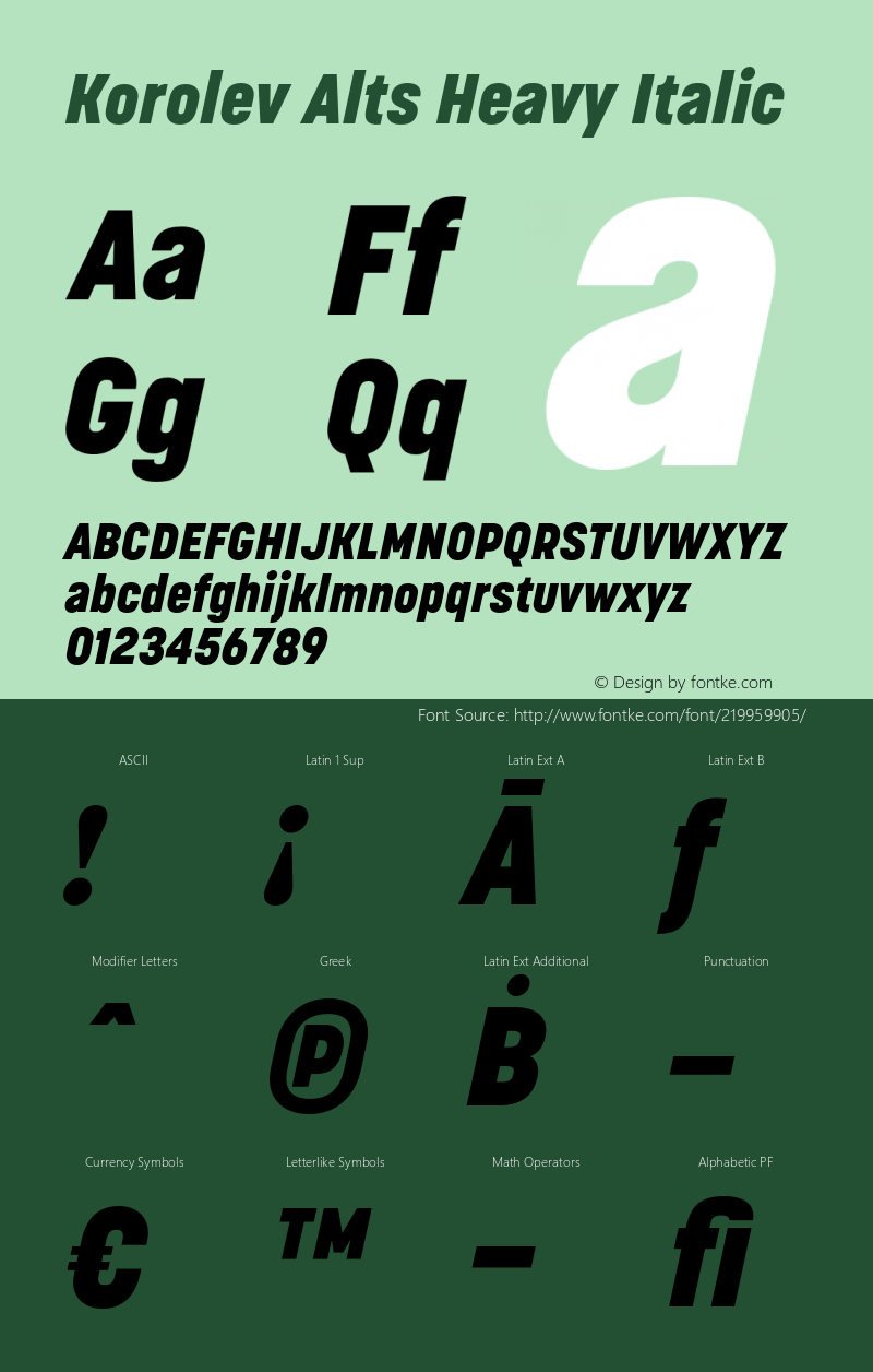 Korolev Alternates Heavy Italic Version 8.000;FEAKit 1.0图片样张