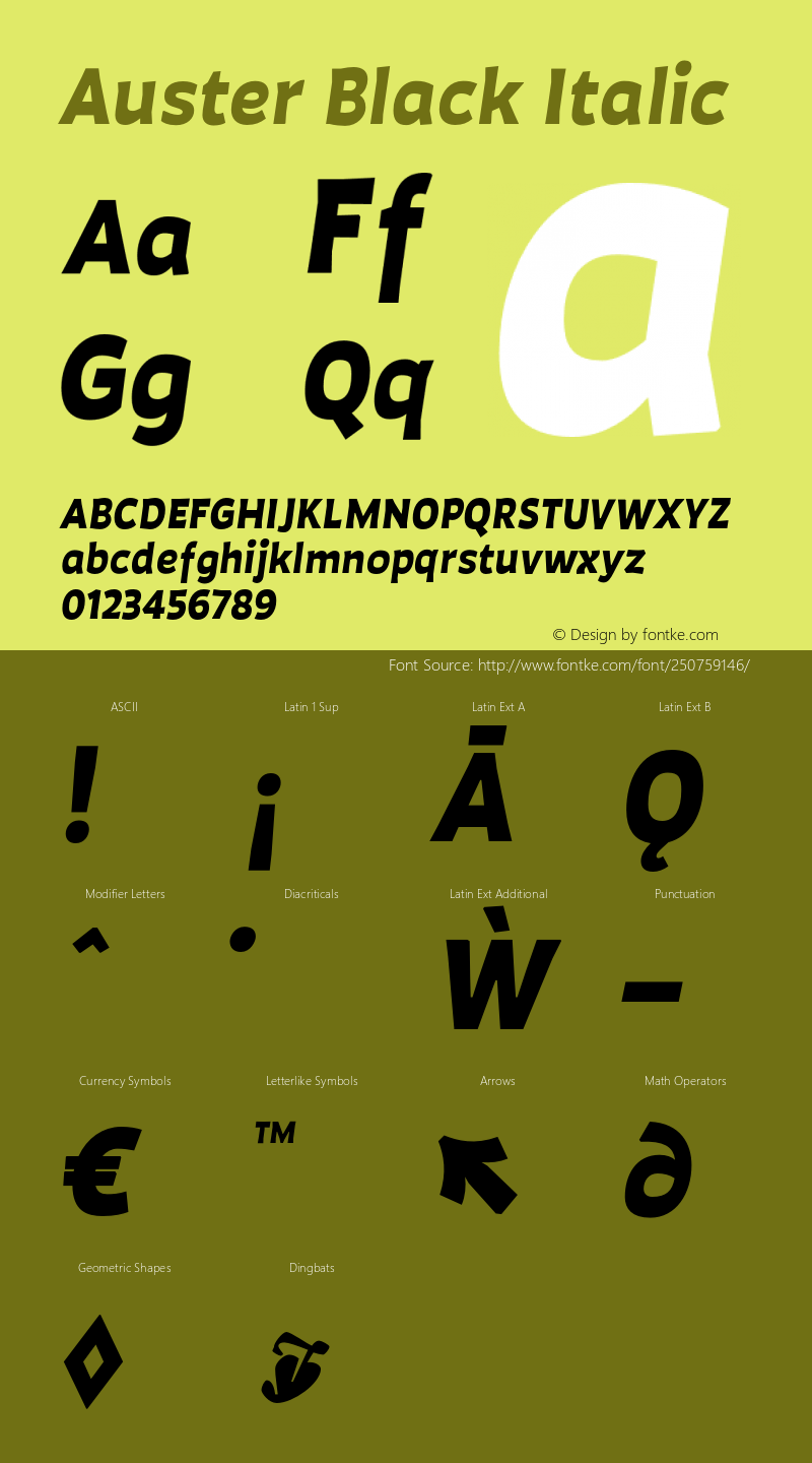 Auster Black Italic Version 1.000;PS 001.000;hotconv 1.0.88;makeotf.lib2.5.64775图片样张