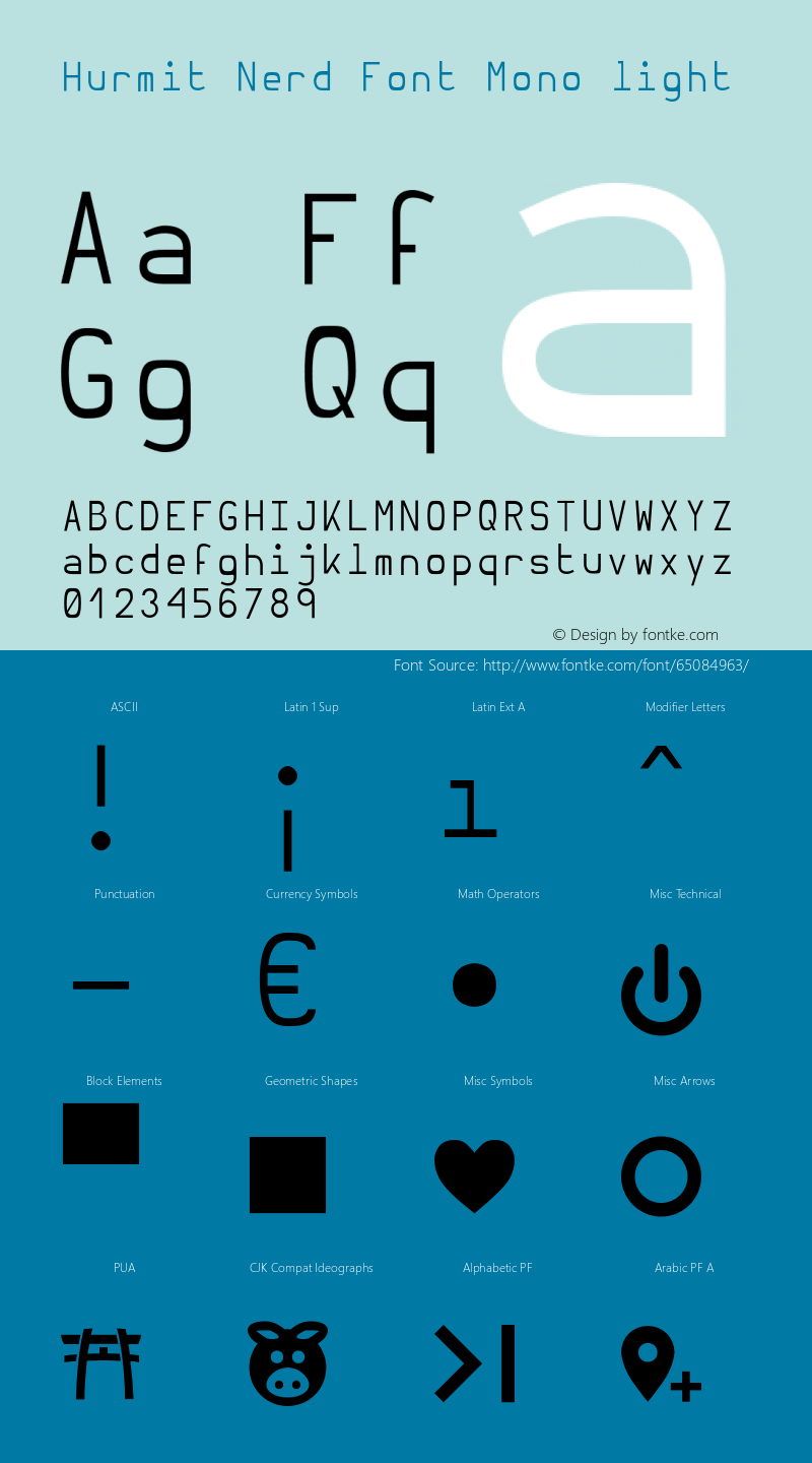 Hurmit Light Nerd Font Complete Mono Version 1.21;Nerd Fonts 2.1.图片样张