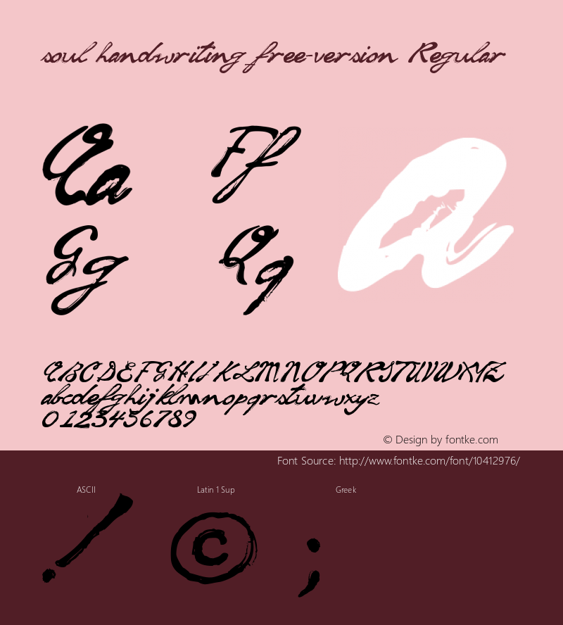 soul handwriting_free-version Regular Version 1.00 August 13, 2011, initial release图片样张