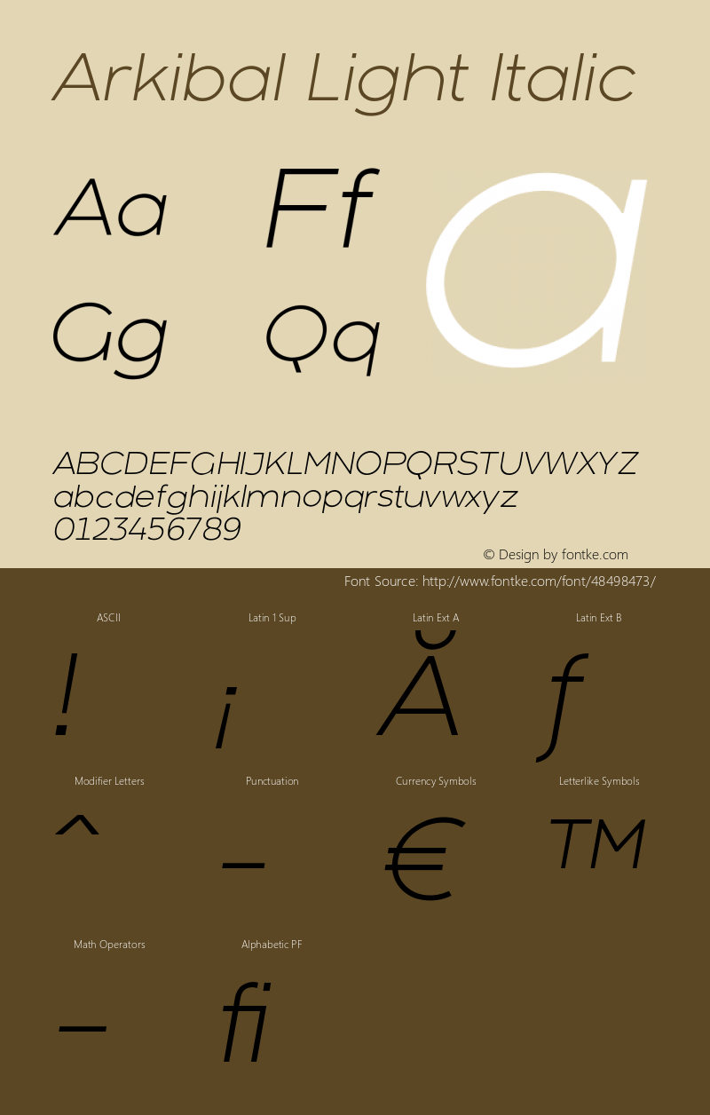 Arkibal-Light Italic Version 1.000图片样张