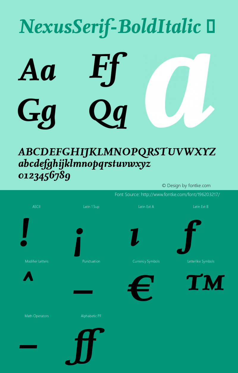 ☞NexusSerif-BoldItalic Version 4.460 2004;com.myfonts.easy.fontfont.nexus-serif.bold-italic.wfkit2.version.37sZ图片样张