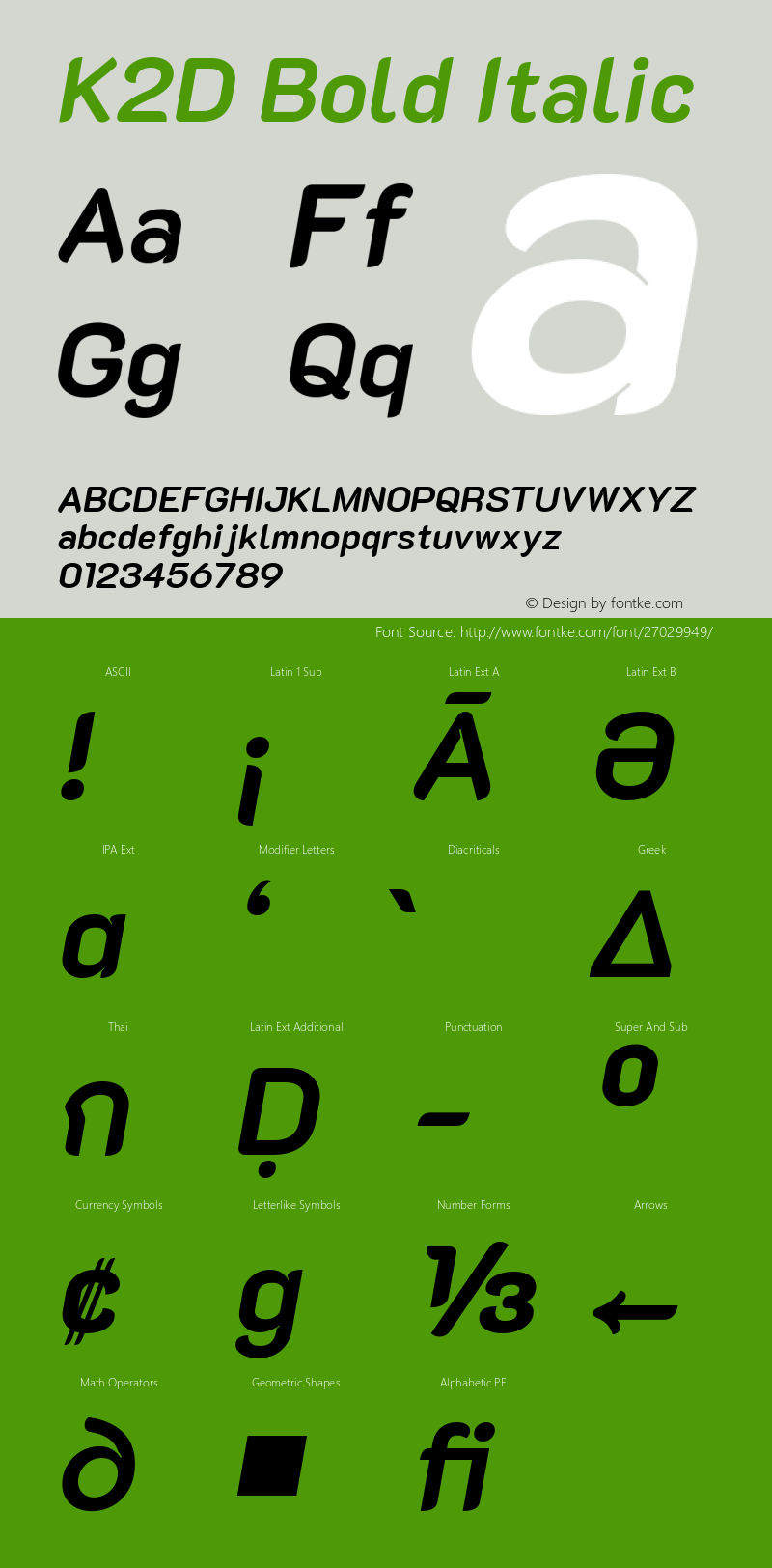 K2D Bold Italic Version 1.000; ttfautohint (v1.6)图片样张