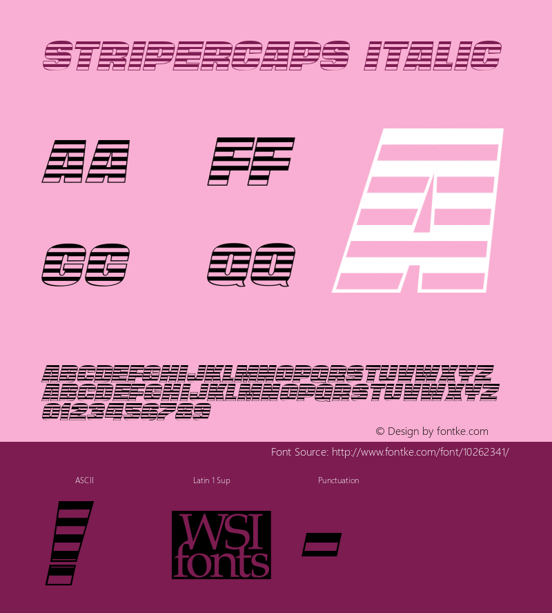 StriperCaps Italic Macromedia Fontographer 4.1 7/1/96图片样张