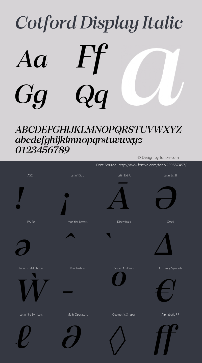 Cotford Display Italic Version 1.00图片样张