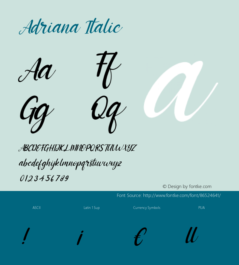 Adriana Italic Version 1.00;October 13, 2020;FontCreator 12.0.0.2563 64-bit图片样张