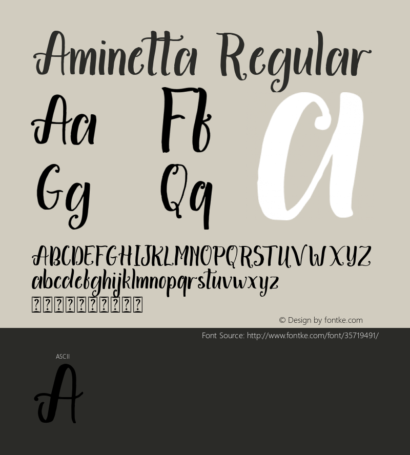 Aminetta Version 1.00;August 4, 2019;FontCreator 11.5.0.2430 64-bit图片样张