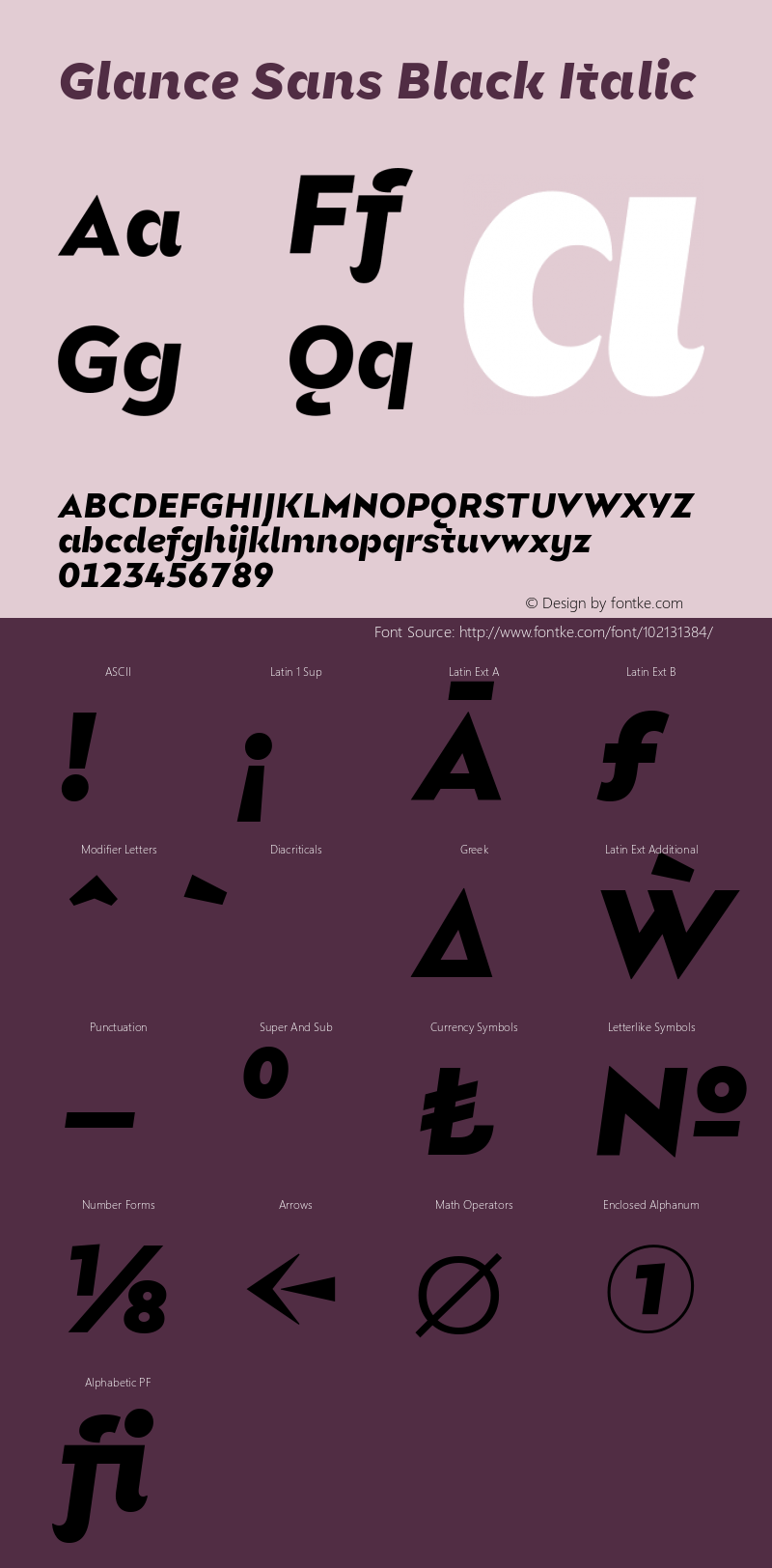Glance Sans Black Italic Version 1.000 | web-TT图片样张