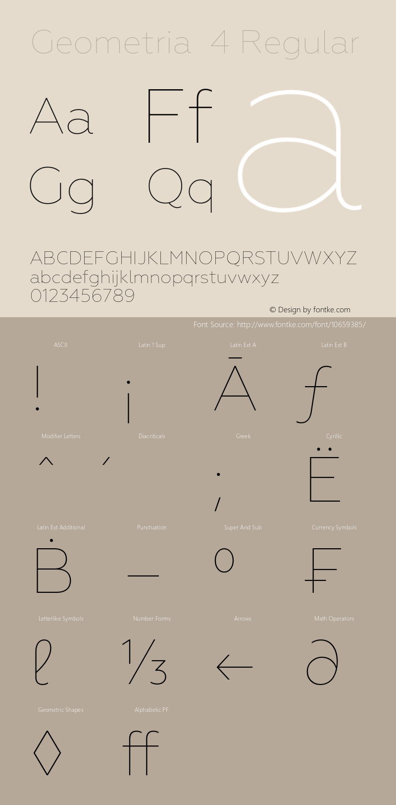 Geometria  4 Regular Version 1.000;com.myfonts.easy.brownfox.geometria.thin.wfkit2.version.45KA图片样张