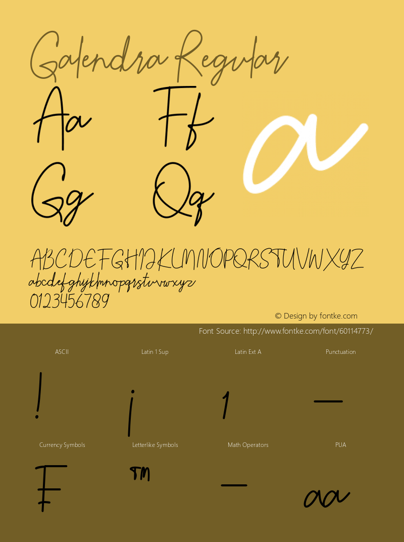 Galendra Version 1.00;April 1, 2020;FontCreator 12.0.0.2525 32-bit图片样张