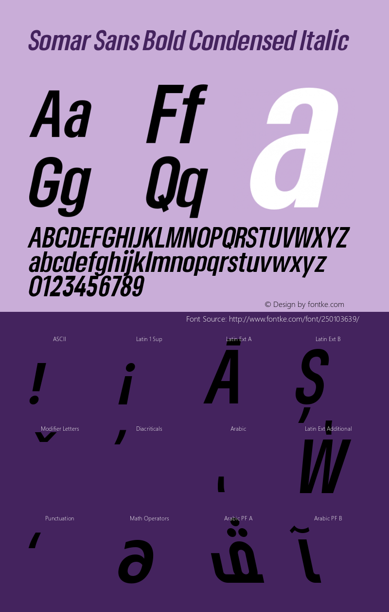 Somar Sans Bold Condensed Italic Version 1.002;hotconv 1.0.109;makeotfexe 2.5.65596图片样张