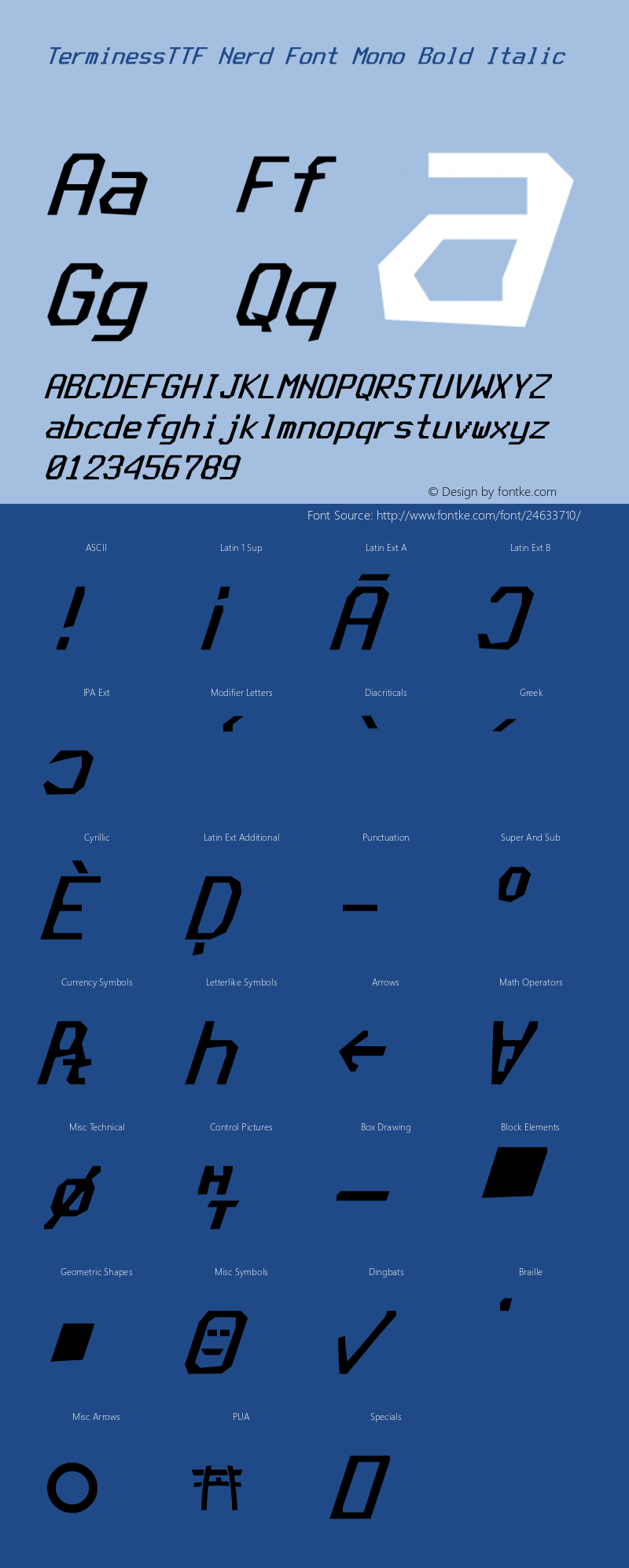 Terminess (TTF) Bold Italic Nerd Font Complete Mono Version 4.40.1;Nerd Fonts 1.图片样张