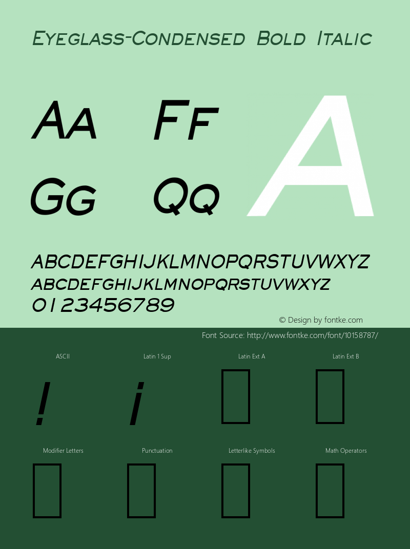 Eyeglass-Condensed Bold Italic 1.0/1995: 2.0/2001图片样张