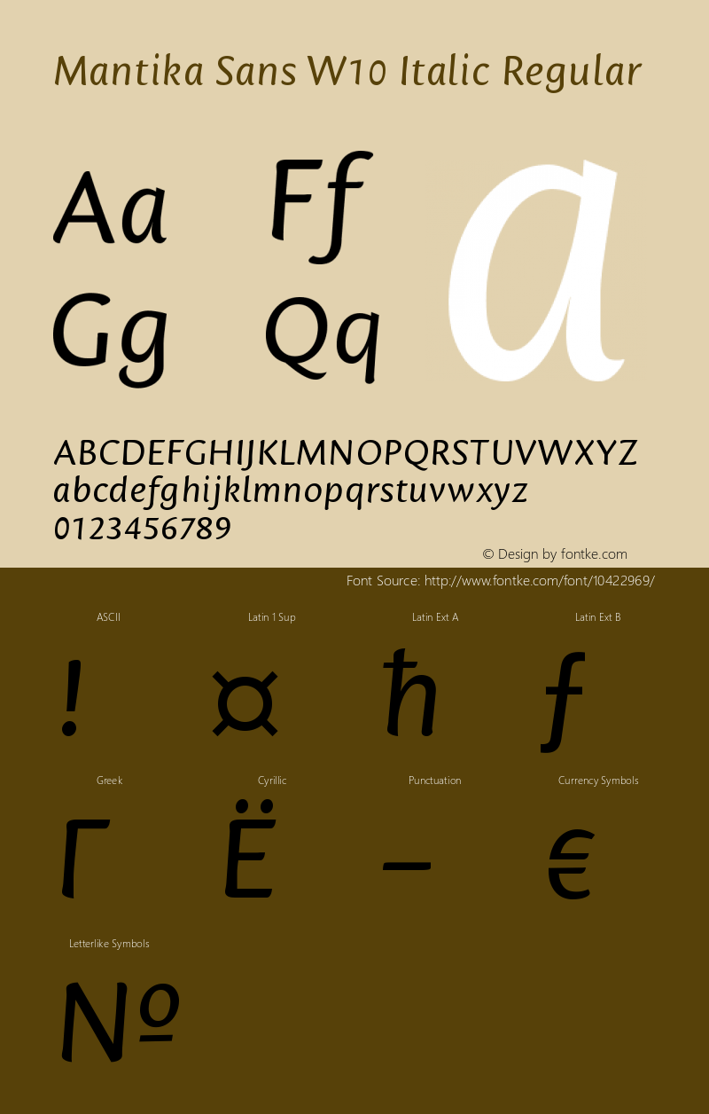 Mantika Sans W10 Italic Regular Version 1.00图片样张