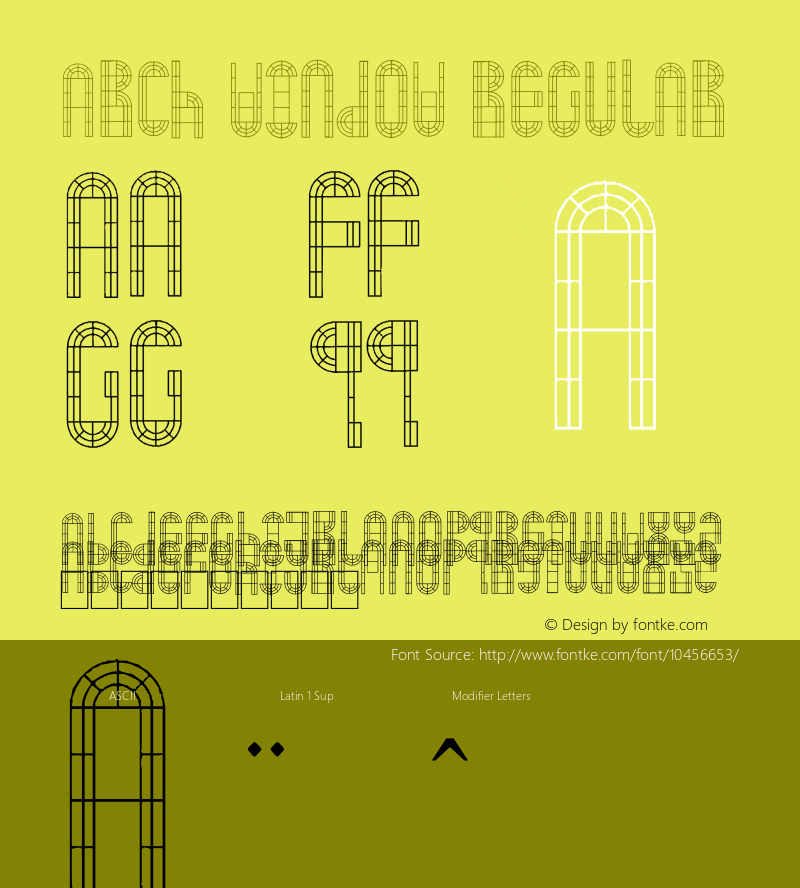 Arch Window Regular Version 1.00 November 6, 2012, initial release, www.yourfonts.com图片样张