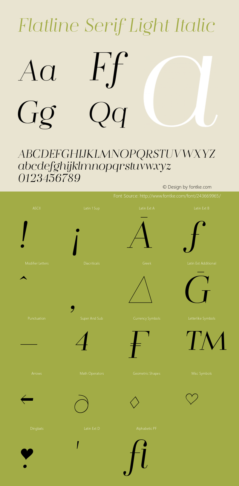 Flatline Serif Light Italic Version 1.000;FEAKit 1.0图片样张