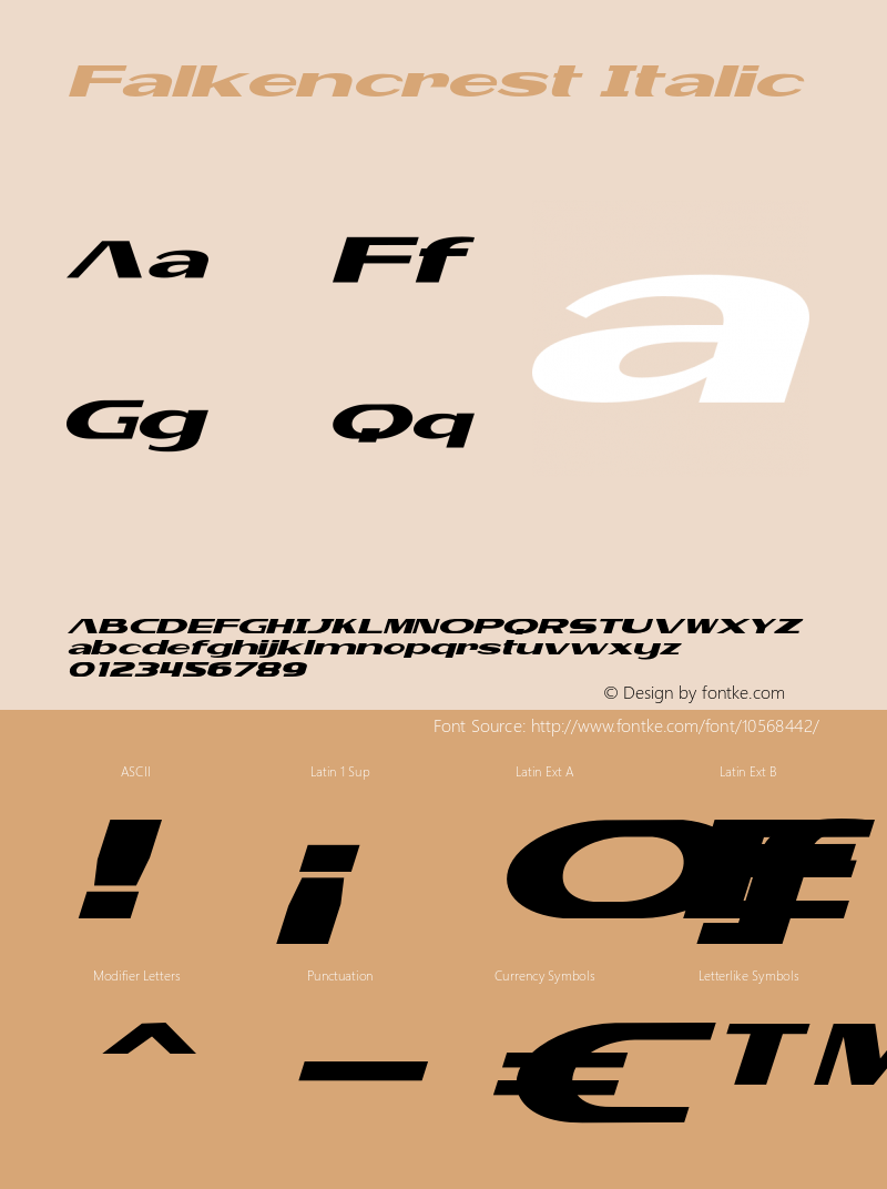 Falkencrest Italic Version 1.000图片样张