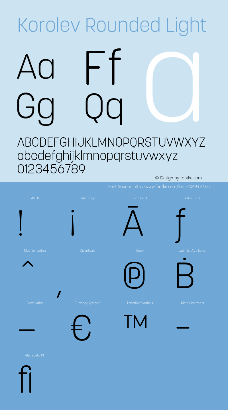Korolev Rounded Light Version 7.000;hotconv 1.0.109;makeotfexe 2.5.65596图片样张