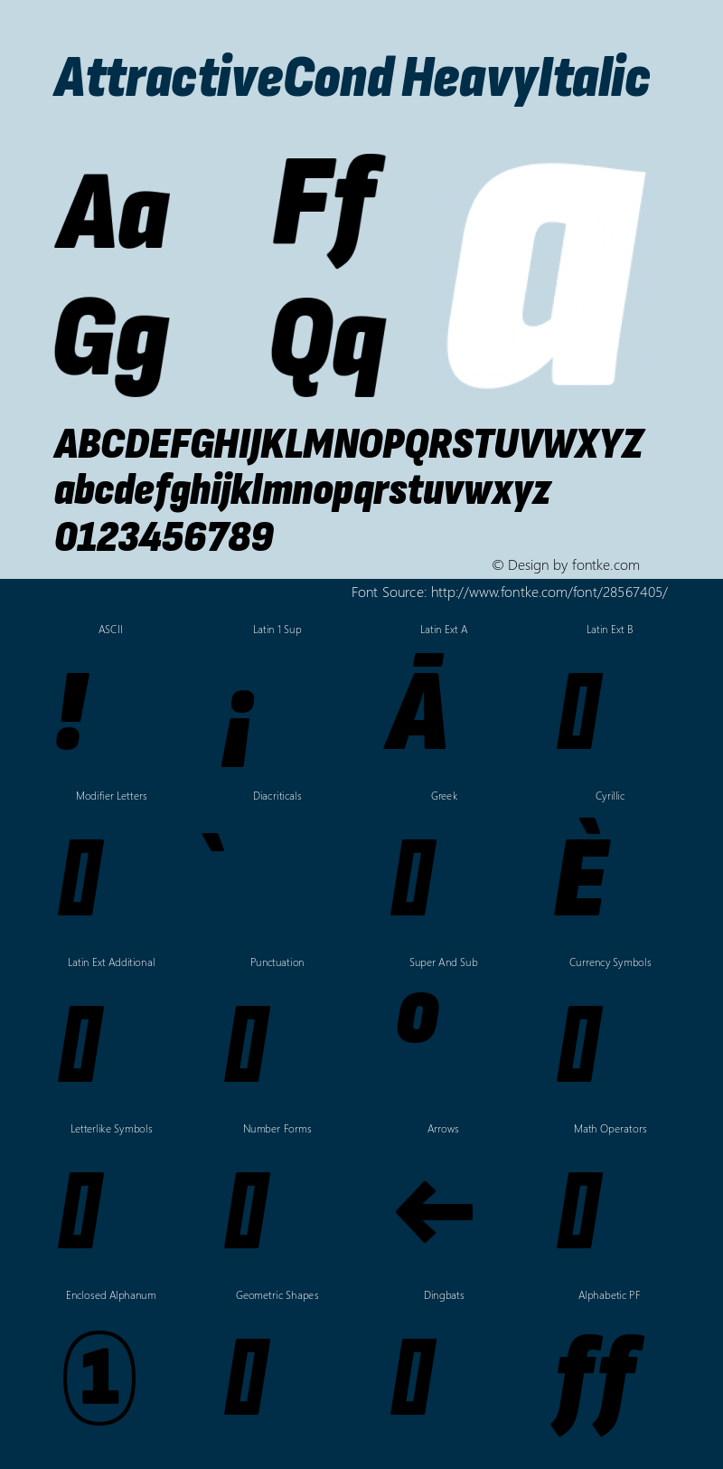 AttractiveCond HeavyItalic Version 3.001图片样张