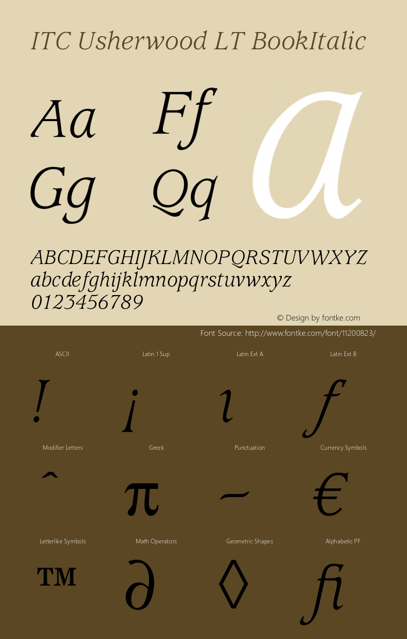 ITC Usherwood LT BookItalic Version 006.000图片样张