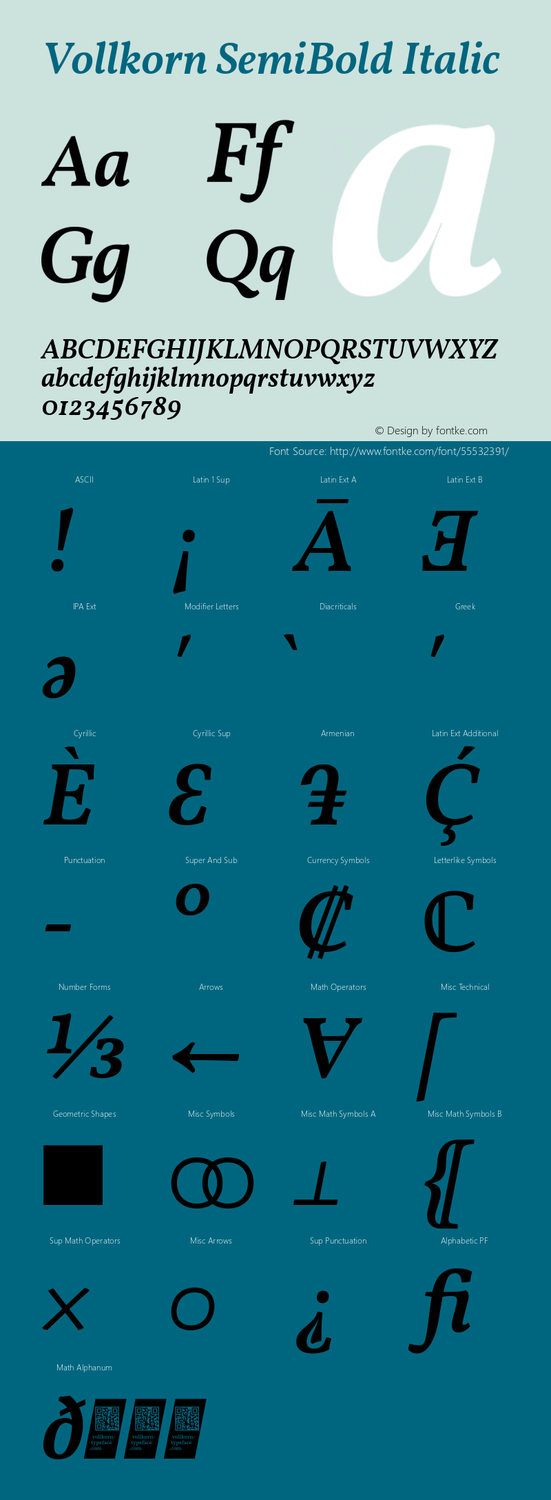 Vollkorn SemiBold Italic Version 4.015图片样张