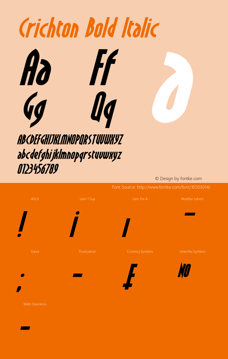 Crichton Bold Italic Version 1.10 - August 10, 2013图片样张