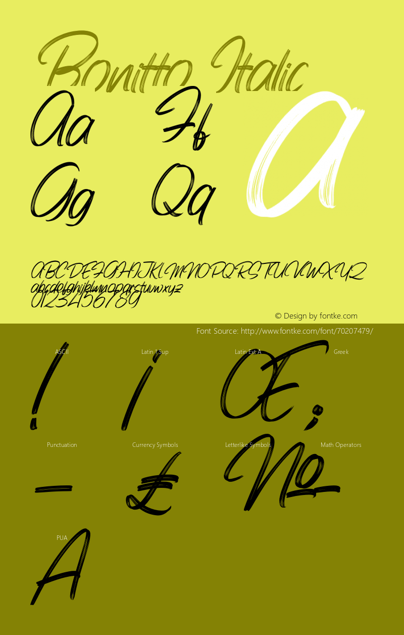 Bonitto Italic Version 1.00;July 7, 2020;FontCreator 12.0.0.2525 64-bit图片样张