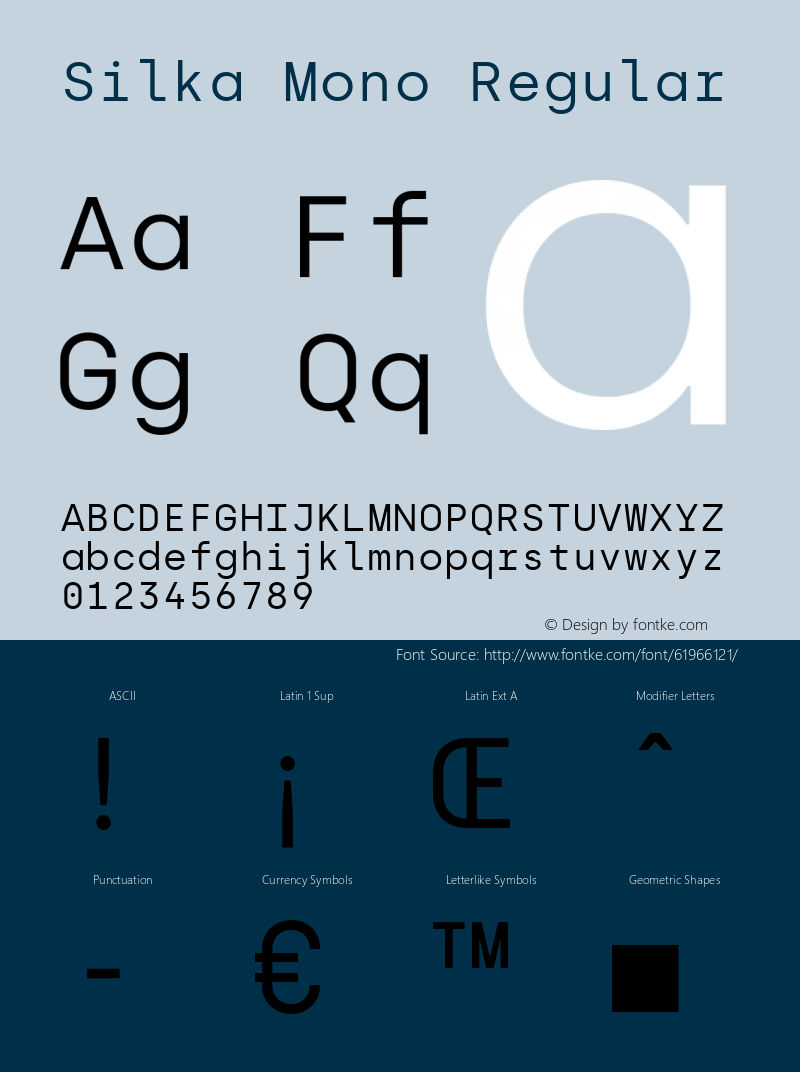Silka Mono Regular Version 1.000;hotconv 1.0.109;makeotfexe 2.5.65596图片样张