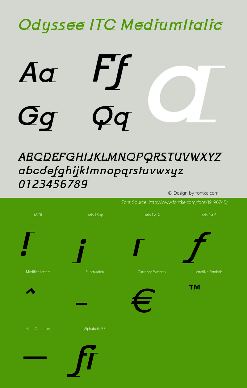 Odyssee ITC Medium Italic Version 005.000图片样张