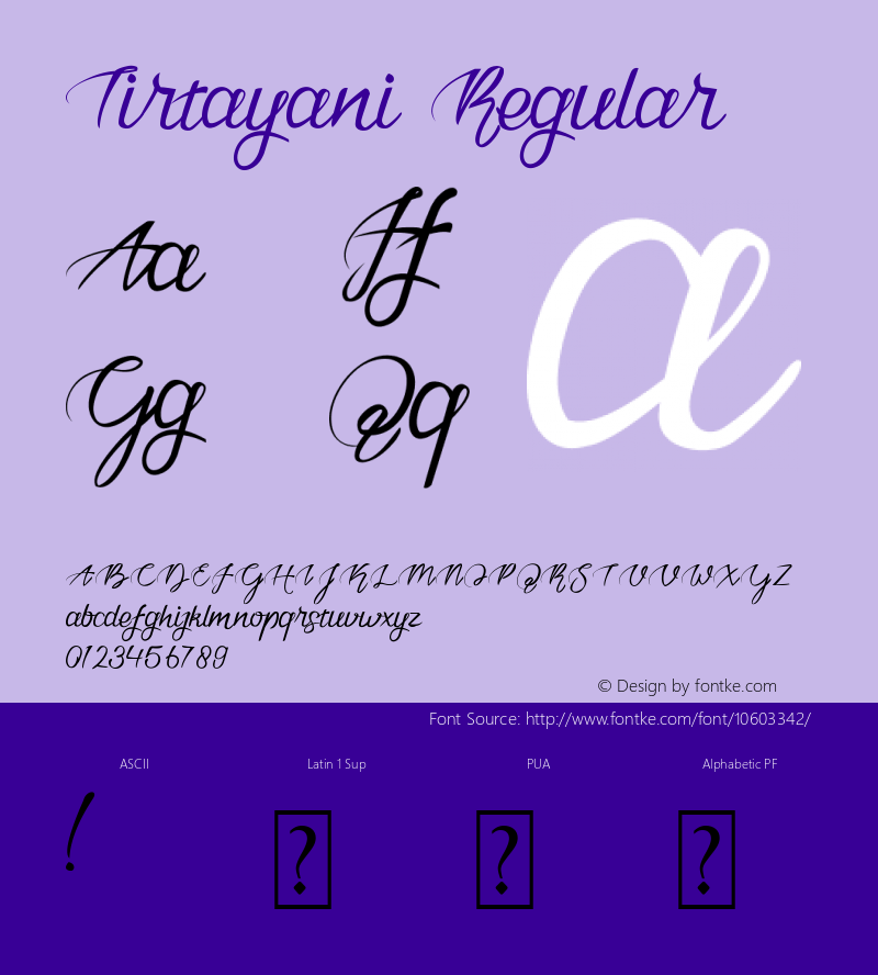 Tirtayani Regular Version 1.00 October 26, 2014, initial release图片样张