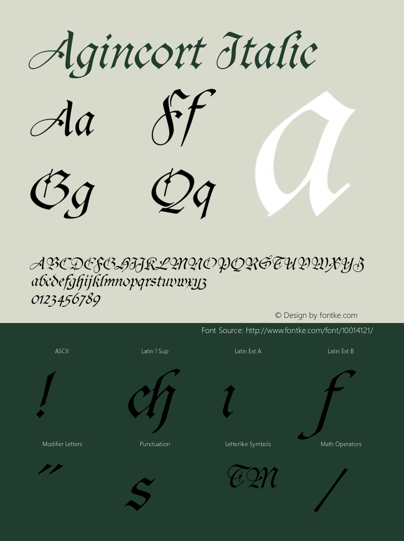 Agincort Italic Rev. 001.000图片样张